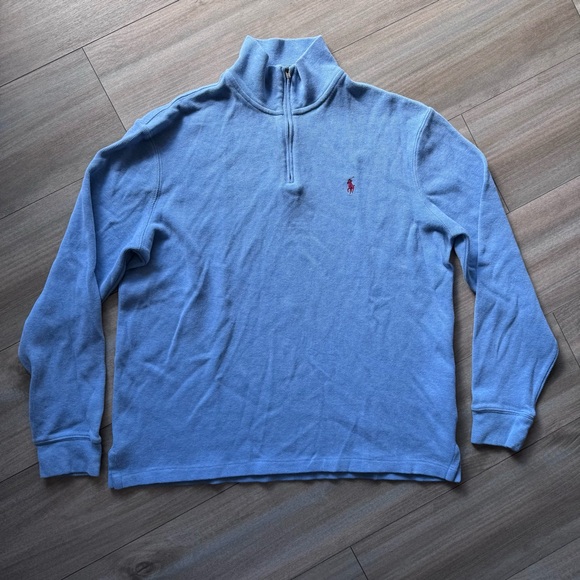 Polo Ralph Lauren Men’s 1/4 Quater Zip Pullover Sweater Size Large Blue - Picture 1 of 6